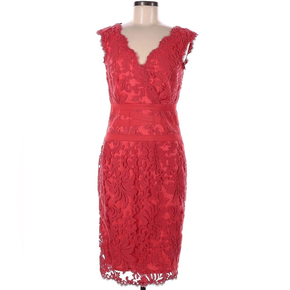 Coral summer cocktail dress.